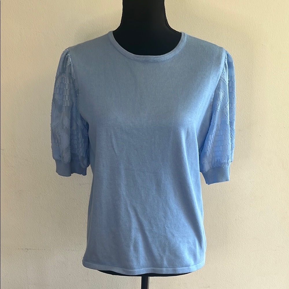 Adrianna Papell Blue Short Sleeved Sweater